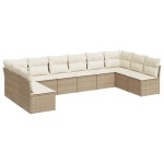 vidaXL Set canapele de grădină cu perne, 10 piese, bej, poliratan