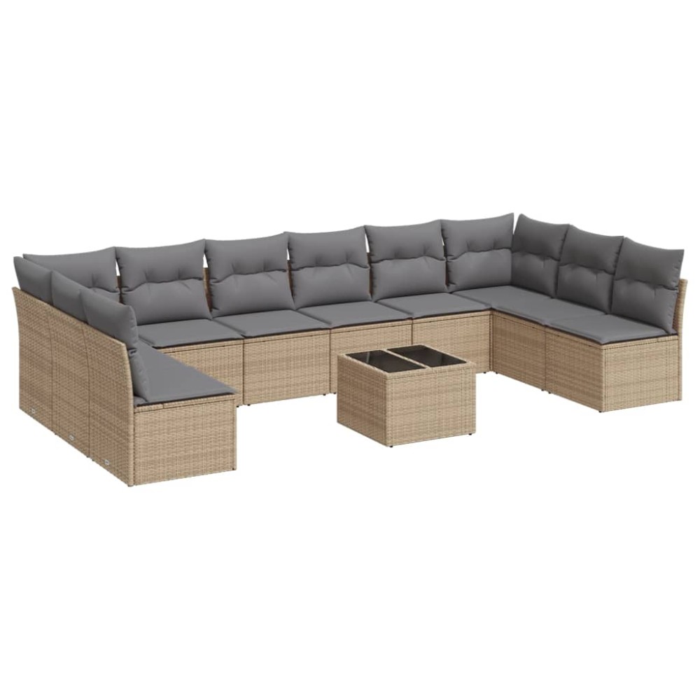 vidaXL Set canapele de grădină cu perne, 11 piese, bej, poliratan