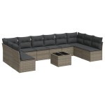 vidaXL Set canapele de grădină cu perne, 11 piese, gri, poliratan