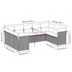 vidaXL Set mobilier de grădină cu perne, 9 piese, negru, poliratan