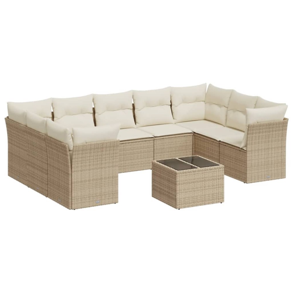 vidaXL Set canapele de grădină cu perne, 10 piese, bej, poliratan