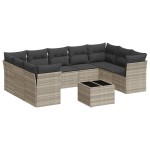 vidaXL Set canapele de grădină cu perne 10 piese gri deschis poliratan