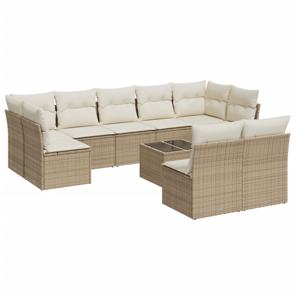 vidaXL Set canapele de grădină cu perne, 10 piese, bej, poliratan