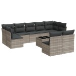 vidaXL Set canapele de grădină cu perne 10 piese gri deschis poliratan vidaXL Set canapele de grădină cu perne 10 piese gri deschis poliratan