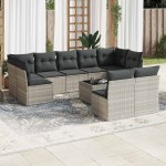vidaXL Set canapele de grădină cu perne 10 piese gri deschis poliratan vidaXL Set canapele de grădină cu perne 10 piese gri deschis poliratan