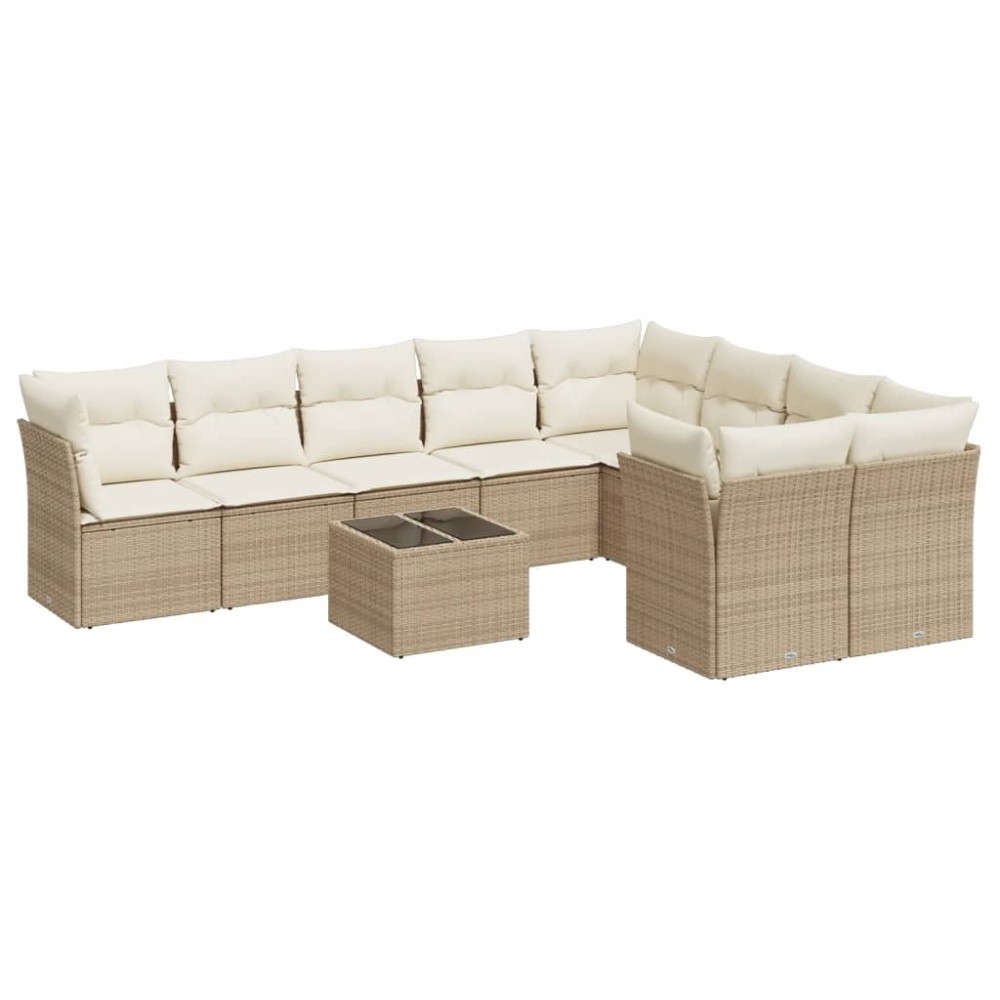 vidaXL Set canapele de grădină cu perne, 10 piese, bej, poliratan