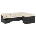 vidaXL Set canapele de grădină cu perne, 10 piese, negru, poliratan