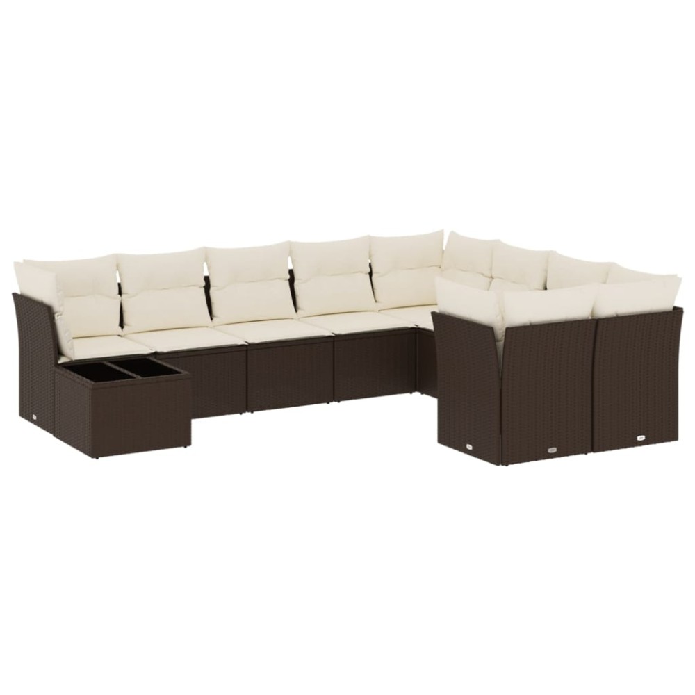 vidaXL Set canapele de grădină cu perne, 10 piese, maro, poliratan