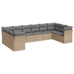 vidaXL Set canapele de grădină cu perne, 10 piese, bej, poliratan