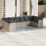 vidaXL Set canapele de grădină cu perne 10 piese gri deschis poliratan vidaXL Set canapele de grădină cu perne 10 piese gri deschis poliratan