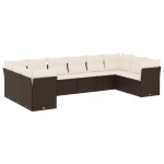 vidaXL Set canapele de grădină cu perne, 10 piese, maro, poliratan