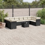 vidaXL Set canapele de grădină cu perne, 11 piese, negru, poliratan vidaXL Set canapele de grădină cu perne, 11 piese, negru, poliratan