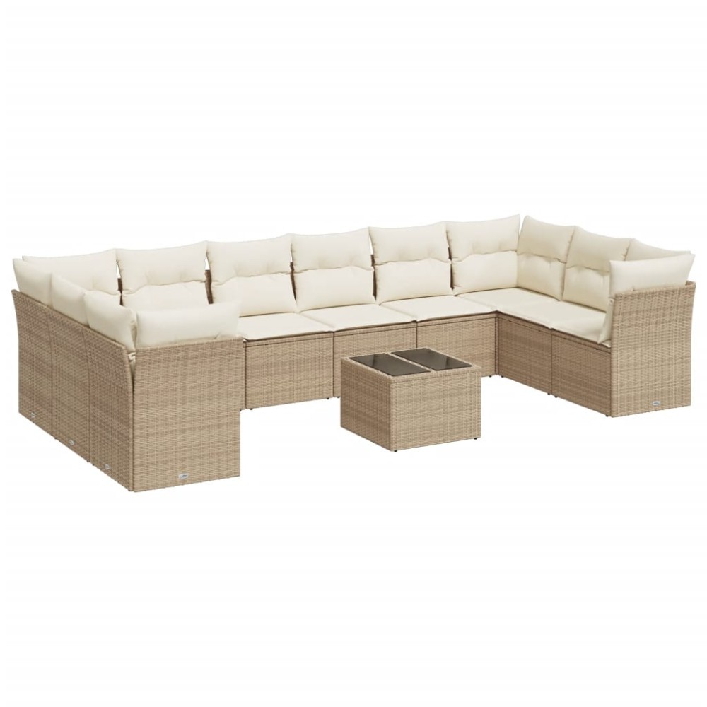 vidaXL Set canapele de grădină cu perne, 11 piese, bej, poliratan