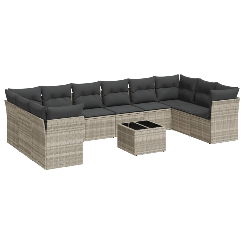 vidaXL Set canapele de grădină cu perne, 11 piese, gri, poliratan