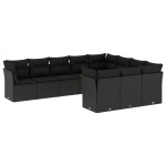 vidaXL Set canapele de grădină cu perne, 10 piese, negru, poliratan vidaXL Set canapele de grădină cu perne, 10 piese, negru, poliratan