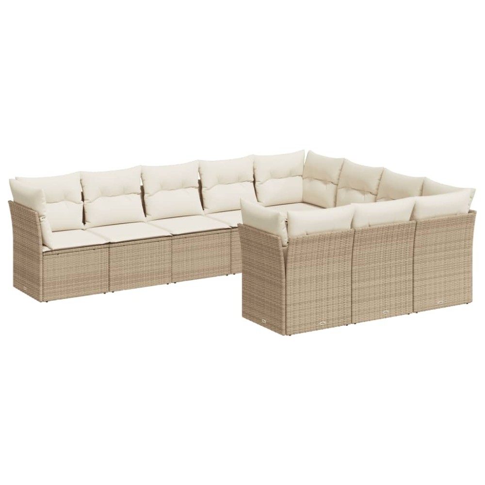 vidaXL Set canapele de grădină cu perne, 10 piese, bej, poliratan