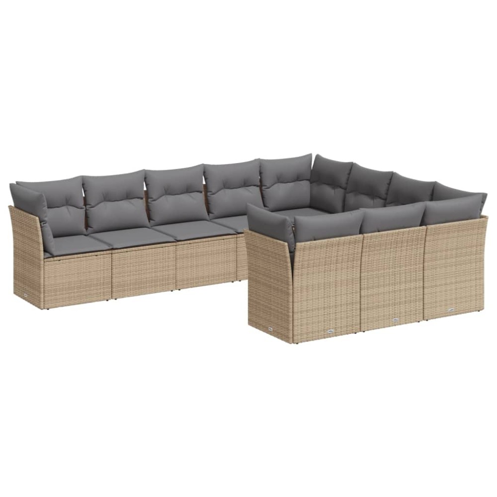 vidaXL Set canapele de grădină cu perne, 10 piese, bej, poliratan