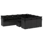 vidaXL Set canapele de grădină cu perne, 11 piese, negru, poliratan vidaXL Set canapele de grădină cu perne, 11 piese, negru, poliratan