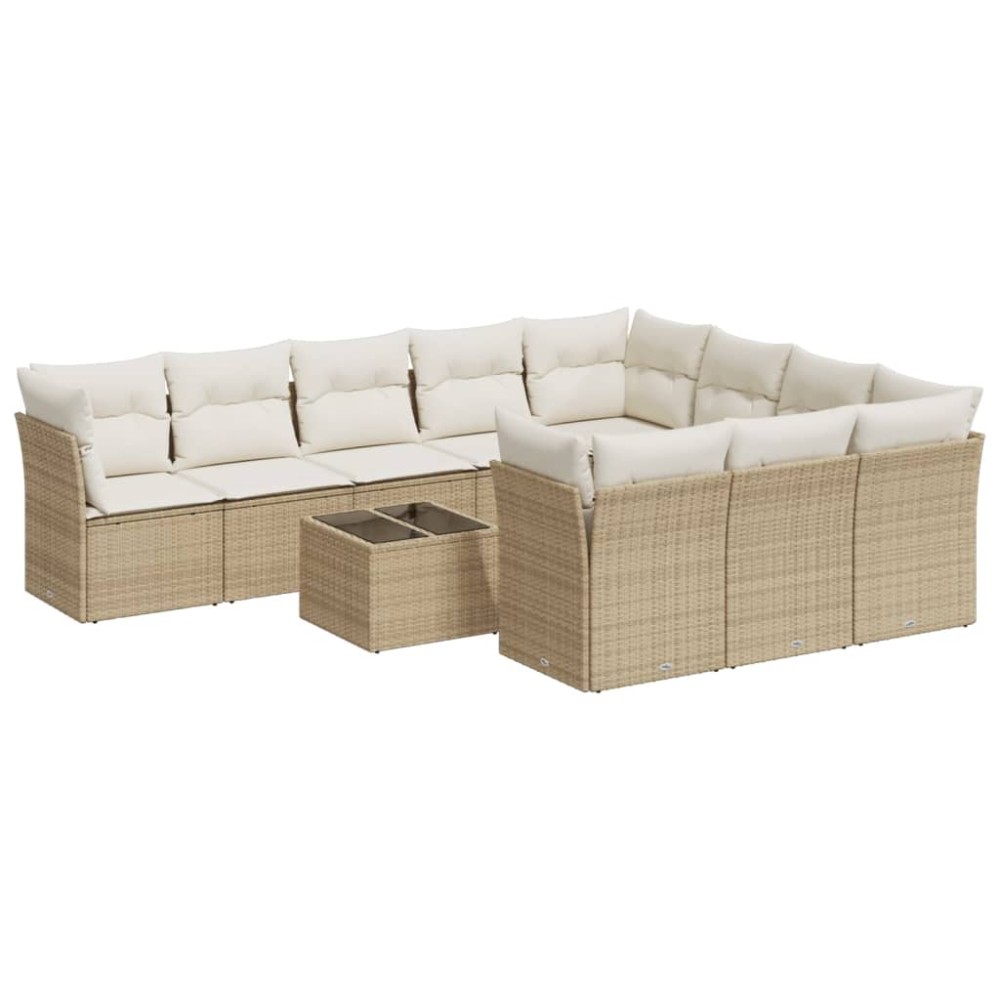 vidaXL Set canapele de grădină cu perne, 11 piese, bej, poliratan