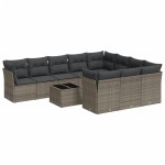 vidaXL Set canapele de grădină cu perne, 11 piese, gri, poliratan