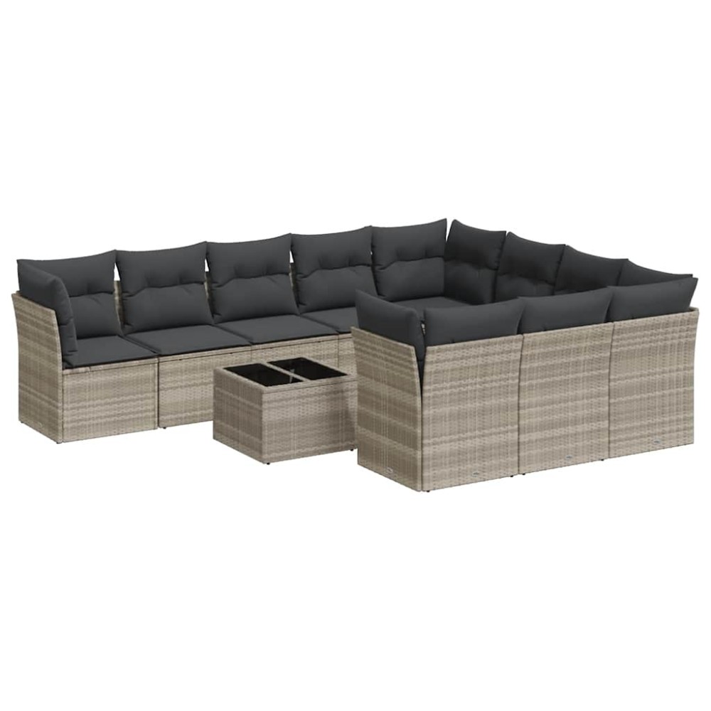 vidaXL Set canapele de grădină cu perne, 11 piese, gri, poliratan