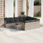 vidaXL Set canapele de grădină cu perne, 11 piese, gri, poliratan vidaXL Set canapele de grădină cu perne, 11 piese, gri, poliratan
