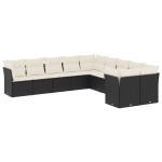 vidaXL Set canapele de grădină cu perne, 10 piese, negru, poliratan vidaXL Set canapele de grădină cu perne, 10 piese, negru, poliratan