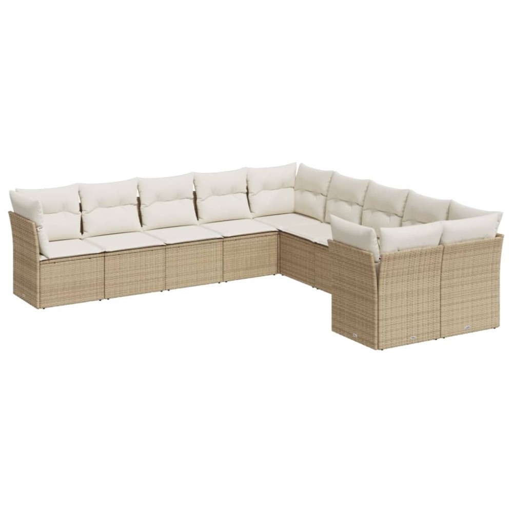 vidaXL Set canapele de grădină cu perne, 10 piese, bej, poliratan