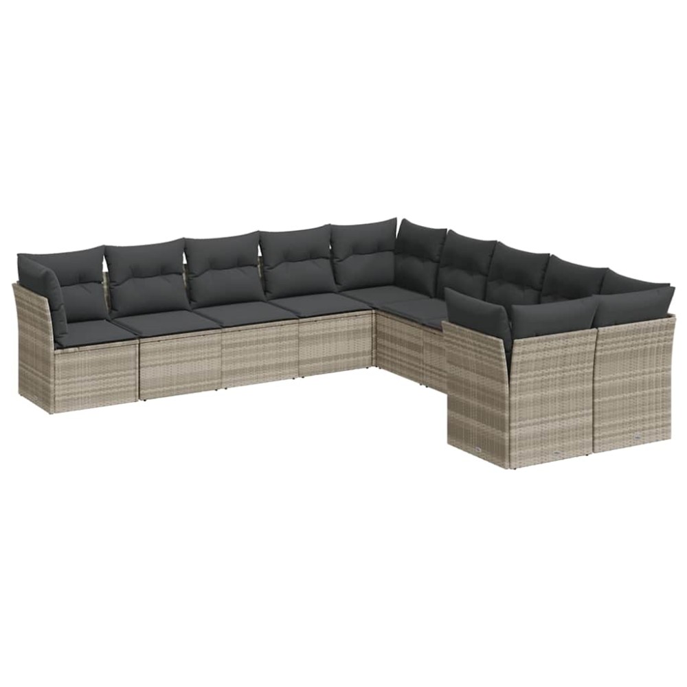 vidaXL Set canapele de grădină cu perne 10 piese gri deschis poliratan