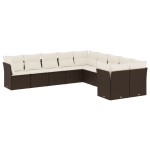 vidaXL Set canapele de grădină cu perne, 10 piese, maro, poliratan