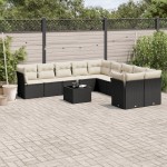 vidaXL Set canapele de grădină cu perne, 11 piese, negru, poliratan vidaXL Set canapele de grădină cu perne, 11 piese, negru, poliratan