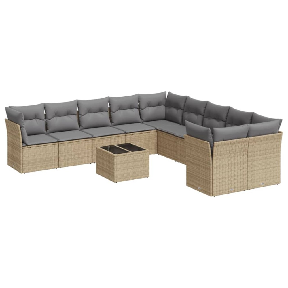 vidaXL Set canapele de grădină cu perne, 11 piese, bej, poliratan