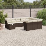 vidaXL Set canapele de grădină cu perne, 11 piese, maro, poliratan vidaXL Set canapele de grădină cu perne, 11 piese, maro, poliratan
