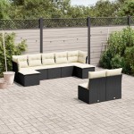 vidaXL Set mobilier de grădină cu perne, 9 piese, negru, poliratan vidaXL Set mobilier de grădină cu perne, 9 piese, negru, poliratan