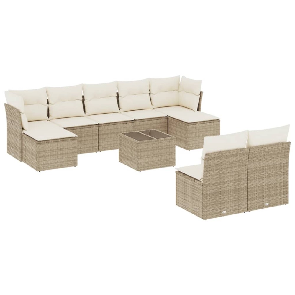 vidaXL Set canapele de grădină cu perne, 10 piese, bej, poliratan