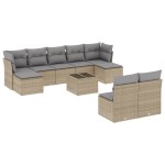 vidaXL Set canapele de grădină cu perne, 10 piese, bej, poliratan