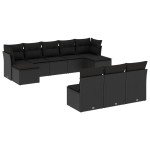 vidaXL Set canapele de grădină cu perne, 10 piese, negru, poliratan vidaXL Set canapele de grădină cu perne, 10 piese, negru, poliratan