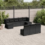 vidaXL Set canapele de grădină cu perne, 10 piese, negru, poliratan vidaXL Set canapele de grădină cu perne, 10 piese, negru, poliratan