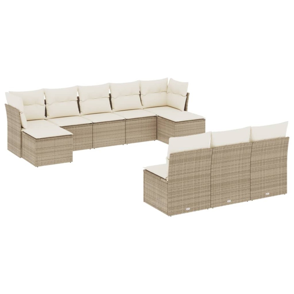 vidaXL Set canapele de grădină cu perne, 10 piese, bej, poliratan