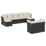 vidaXL Set mobilier de grădină cu perne, 9 piese, negru, poliratan
