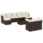 vidaXL Set canapele de grădină cu perne, 10 piese, maro, poliratan