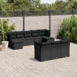vidaXL Set canapele de grădină cu perne, 10 piese, negru, poliratan vidaXL Set canapele de grădină cu perne, 10 piese, negru, poliratan