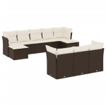 vidaXL Set canapele de grădină cu perne, 10 piese, maro, poliratan