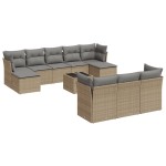 vidaXL Set canapele de grădină cu perne, 11 piese, bej, poliratan