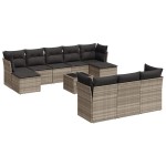 vidaXL Set canapele de grădină cu perne, 11 piese, gri, poliratan vidaXL Set canapele de grădină cu perne, 11 piese, gri, poliratan