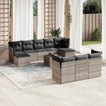 vidaXL Set canapele de grădină cu perne, 11 piese, gri, poliratan vidaXL Set canapele de grădină cu perne, 11 piese, gri, poliratan