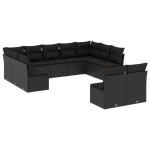 vidaXL Set canapele de grădină cu perne, 11 piese, negru, poliratan vidaXL Set canapele de grădină cu perne, 11 piese, negru, poliratan