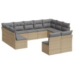 vidaXL Set canapele de grădină cu perne, 11 piese, bej, poliratan