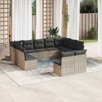 vidaXL Set canapele de grădină cu perne, 11 piese, gri, poliratan vidaXL Set canapele de grădină cu perne, 11 piese, gri, poliratan