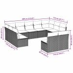 vidaXL Set canapele de grădină cu perne, 11 piese, gri, poliratan vidaXL Set canapele de grădină cu perne, 11 piese, gri, poliratan